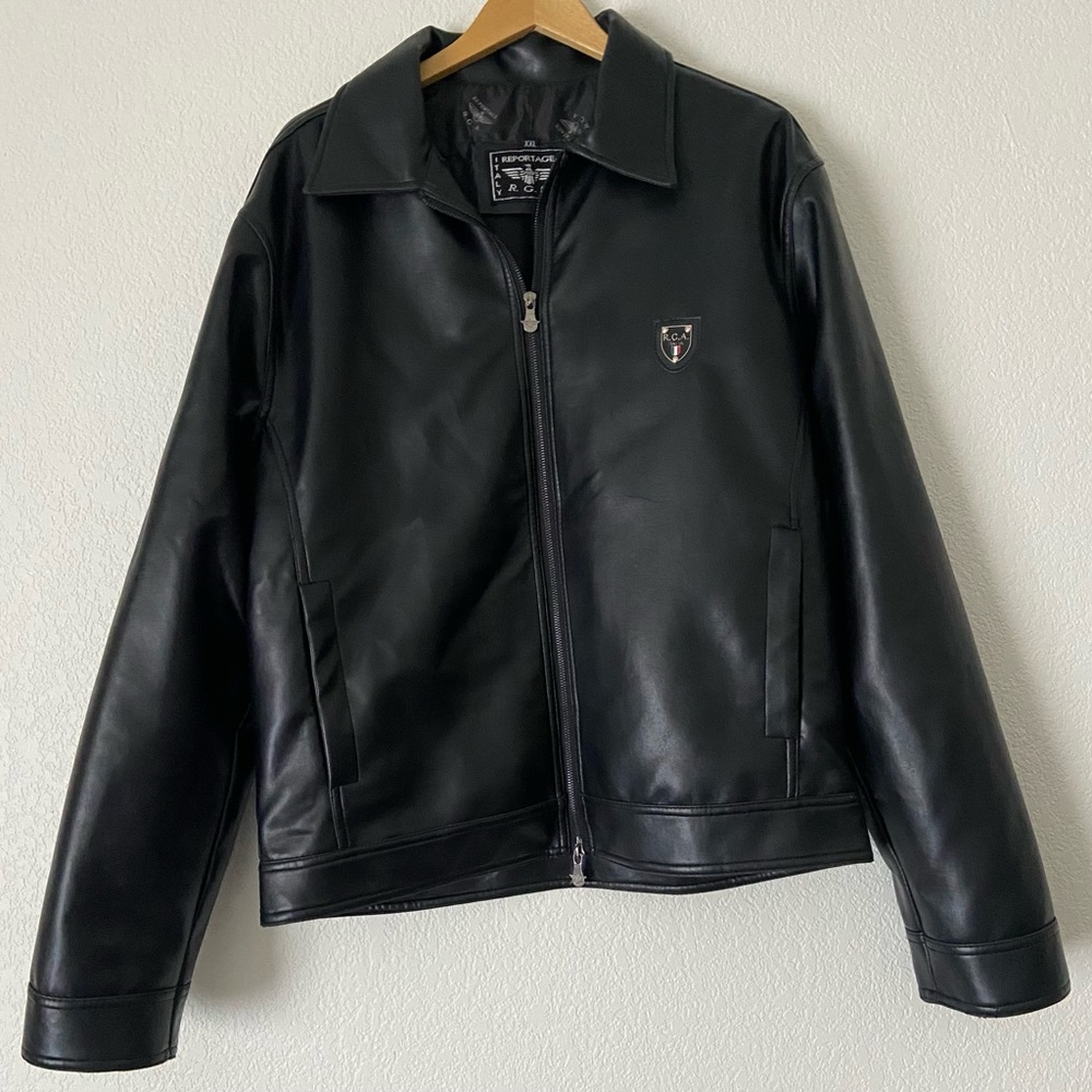 Reportage RGA Faux Leather Bomber Jacket From Italy